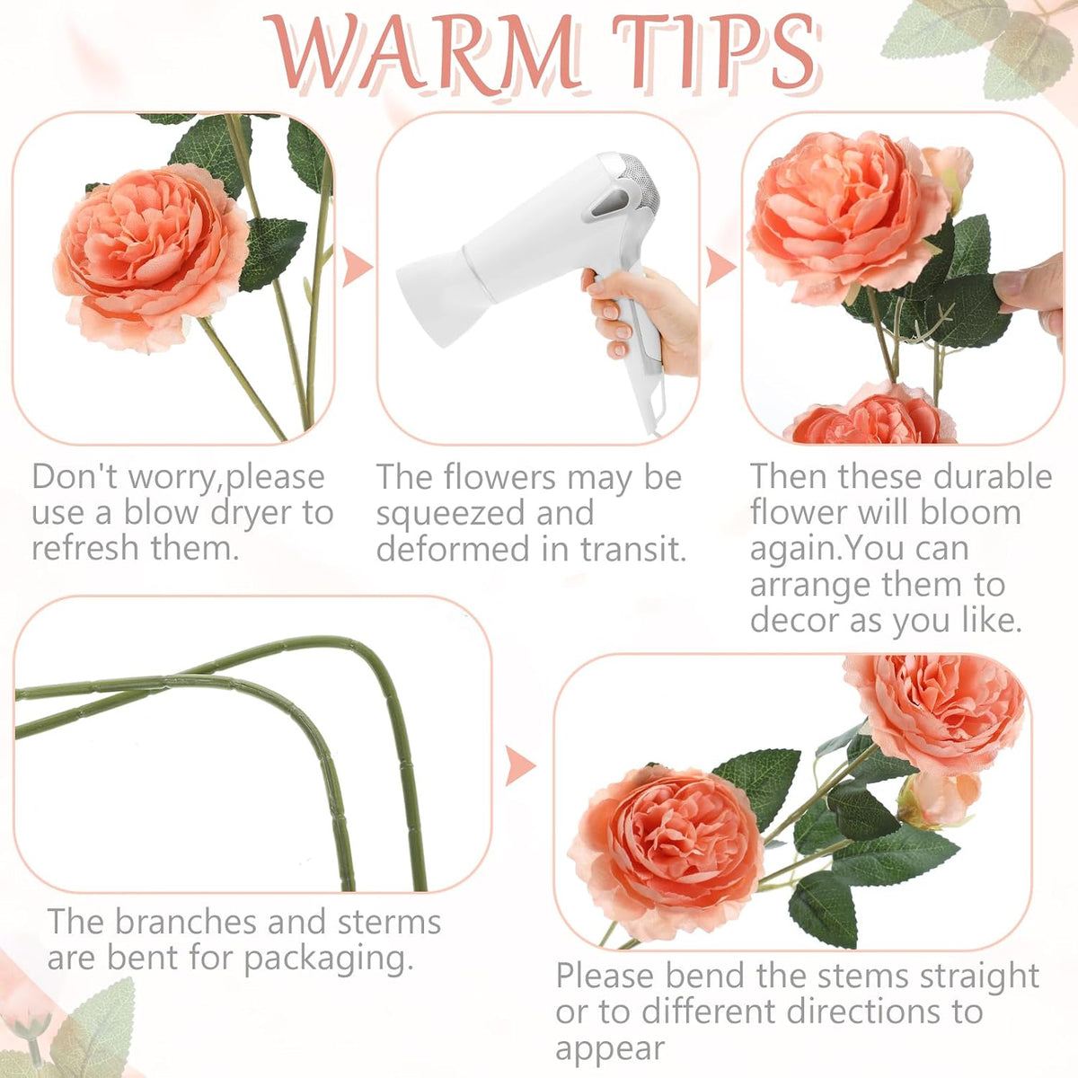 Thiccywoov 36 Bundles 36 Bundles Artificial Flowers Peonies Roses 108 Heads Fake Silk Peony Bouquet Floral Arrangements for Wedding Bridal Shower Table Centerpieces Vase Decoration (Peach)