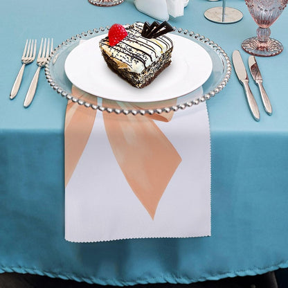 Cloth Napkins Set of 6, Coquette Bow Peach Color Square Premium Reusable Washable Polyester Table Linen Napkin