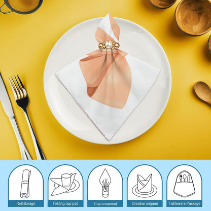 Cloth Napkins Set of 6, Coquette Bow Peach Color Square Premium Reusable Washable Polyester Table Linen Napkin