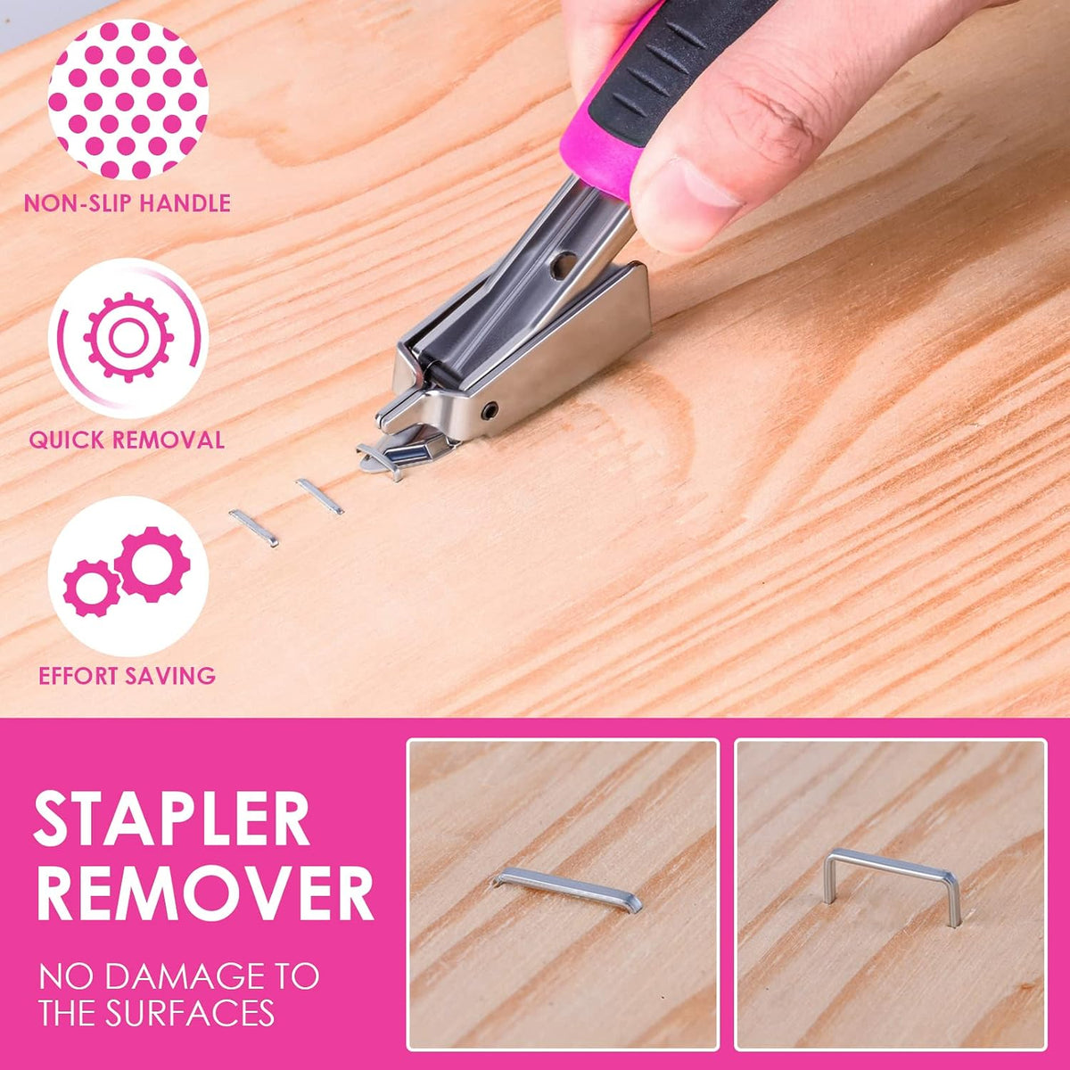 33Pcs Pink Staple Gun Tool Set, 3 in 1 Upholstery Staple Gun for Wood Heavy Duty and 900 Staples, Perfect for DIY Decoration, Crafts, Carpentry, Arts, Pink Tool Kit for Women