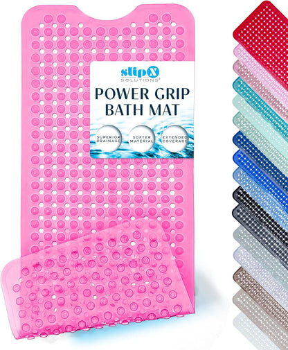 39"x16" Power Grip Non Slip Bathtub Shower Mat, Pink