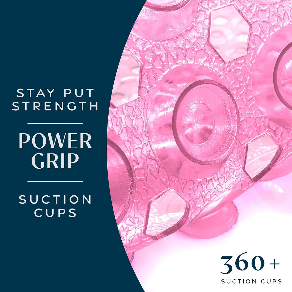 39"x16" Power Grip Non Slip Bathtub Shower Mat, Pink
