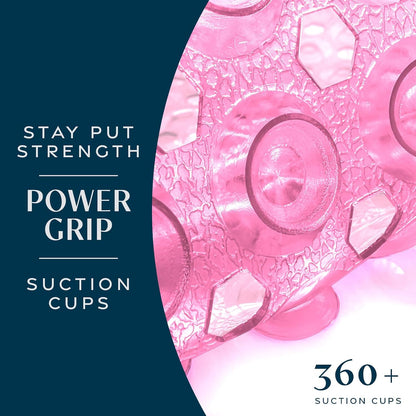 39"x16" Power Grip Non Slip Bathtub Shower Mat, Pink
