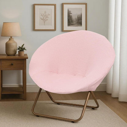 Saucer Chair Covers Waterproof Round Moon Chair Cover Slipcovers Stretch Jacquard Foldable Saucer Chair Cover Circle Chair Slipcovers Protector for Bedroom Dorm Set of 2 Pink