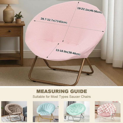 Saucer Chair Covers Waterproof Round Moon Chair Cover Slipcovers Stretch Jacquard Foldable Saucer Chair Cover Circle Chair Slipcovers Protector for Bedroom Dorm Set of 2 Pink