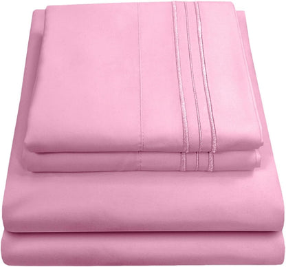 Queen Size Bed Sheets - Breathable Luxury Sheets with Full Elastic & Secure Corner Straps Built In - 1800 Supreme Collection Extra Soft Deep Pocket Bedding Set, Sheet Set, Queen, Pink