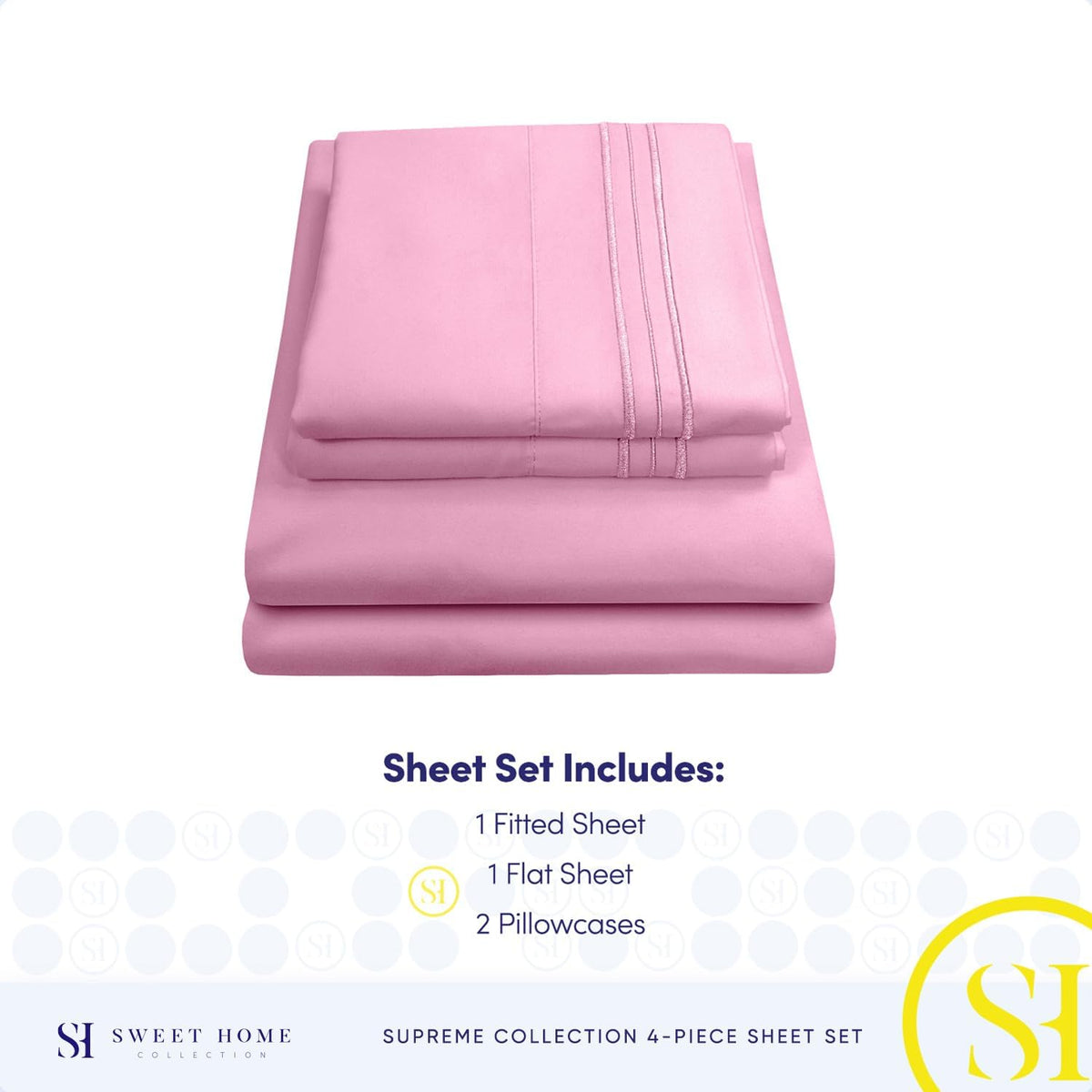 Queen Size Bed Sheets - Breathable Luxury Sheets with Full Elastic & Secure Corner Straps Built In - 1800 Supreme Collection Extra Soft Deep Pocket Bedding Set, Sheet Set, Queen, Pink