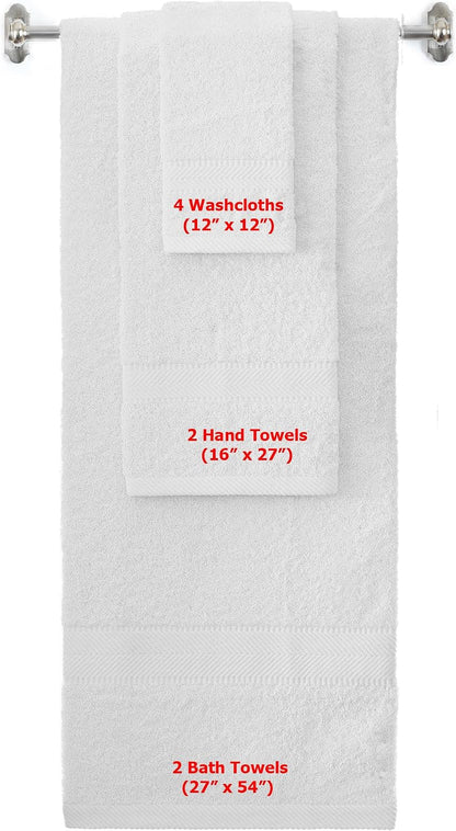 8-Pc Cotton Towel Set, Quick Dry Hotel Bath Hand Washcloths, Pink