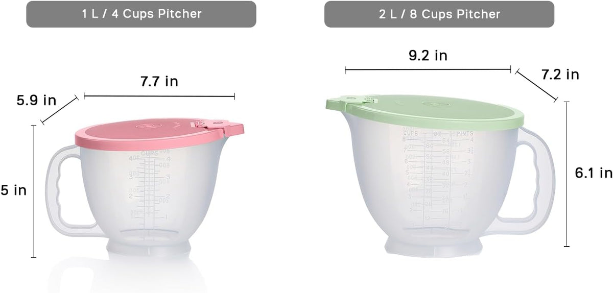Classic Mix-N-Store Pastel Pitcher Set (2 Pitchers, 2 Lids)