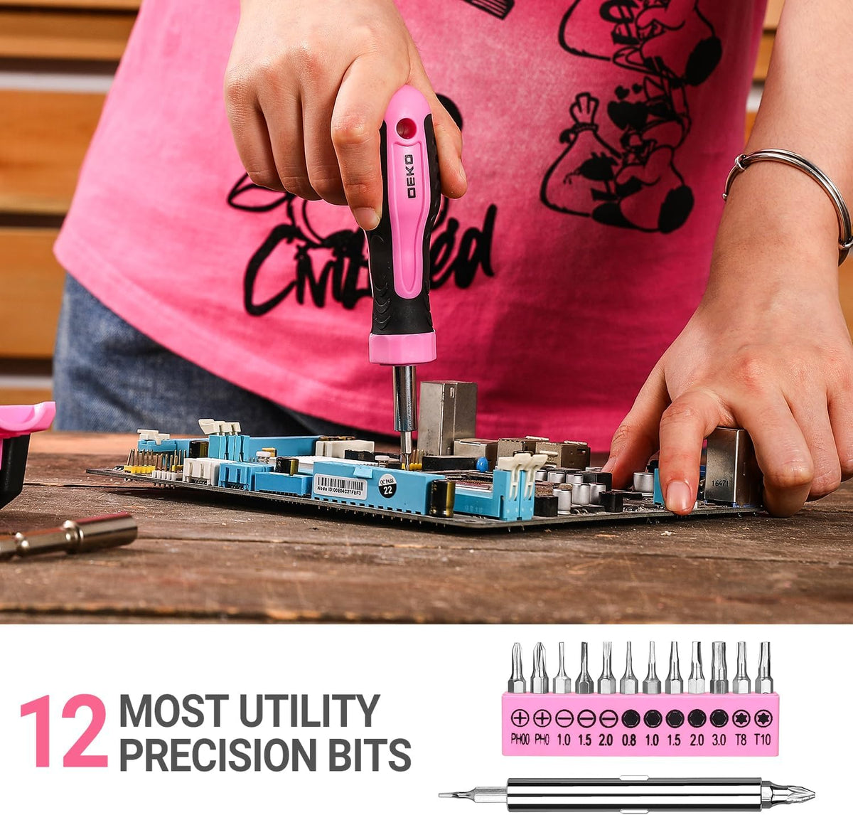 Tool Set for Women: Pink Tool Set for Home Repair, Womens Tool Kit for All Purpose 42 Piece