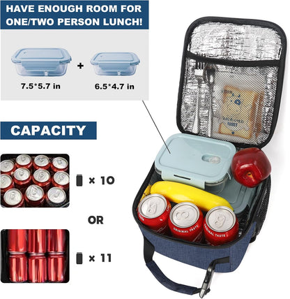 Femuar Lunch Box for Men Women Adults, Small Lunchbox for Work Picnic - Reusable Lunch bag Portable Lunch tote, Blue