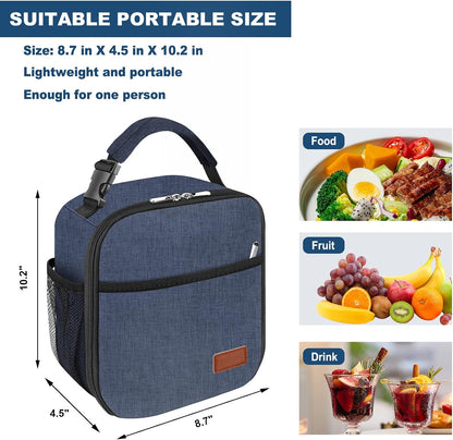 Femuar Lunch Box for Men Women Adults, Small Lunchbox for Work Picnic - Reusable Lunch bag Portable Lunch tote, Blue