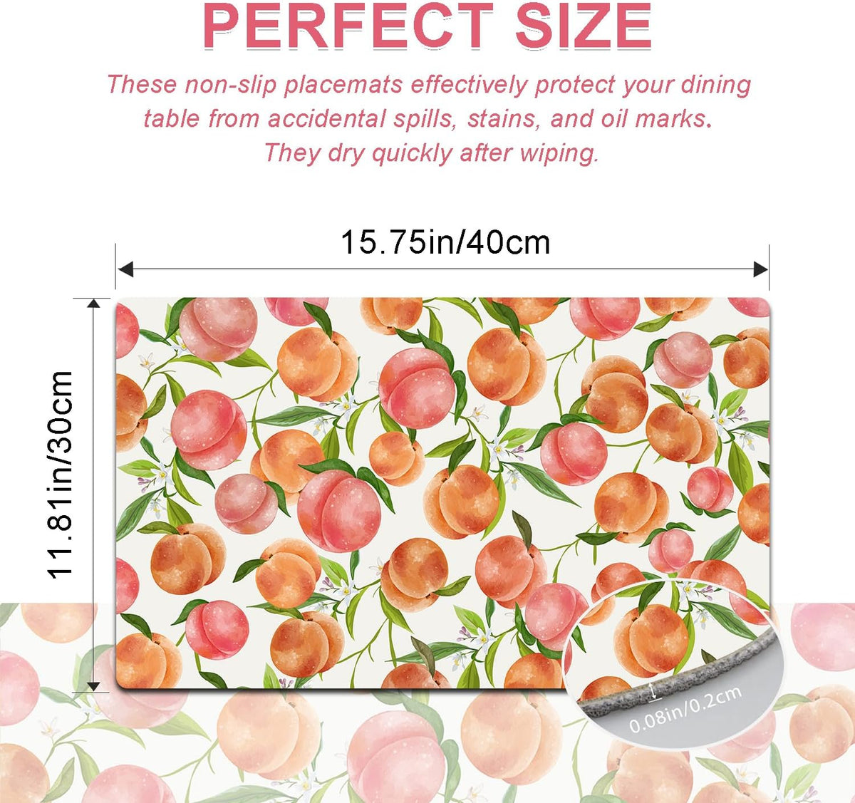 Placemats Set of 4 - Faux Leather Heat Resistant Placemats for Dinner Table, Non-Slip Waterproof Oil-Proof Washable Reusable Placemat for Indoor Outdoor Kitchen Decor, 15.75In*11.81In