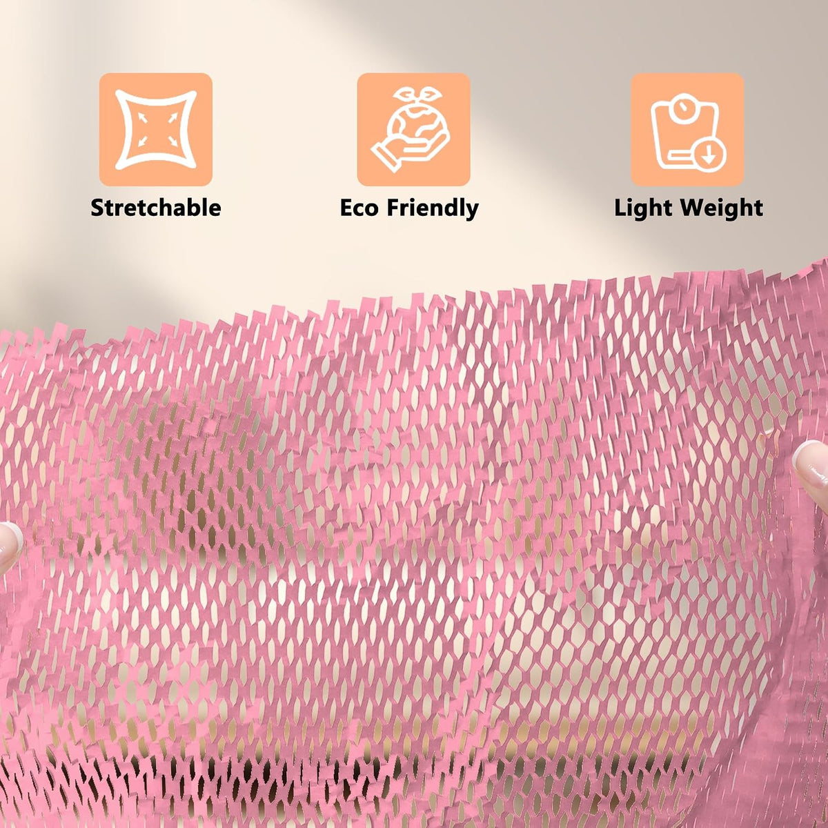 Honeycomb Cushioning Wrap Paper Roll,ULIFESTAR Honeycomb Kraft Packing Paper,Alternative To Bubble Wrap Roll,1PC Recyclable Honeycomb Packing Paper for Shipping Moving Pink, 25cm*20m/9.84"*65ft