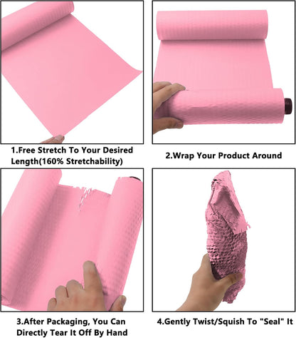 Honeycomb Cushioning Wrap Paper Roll,ULIFESTAR Honeycomb Kraft Packing Paper,Alternative To Bubble Wrap Roll,1PC Recyclable Honeycomb Packing Paper for Shipping Moving Pink, 25cm*20m/9.84"*65ft