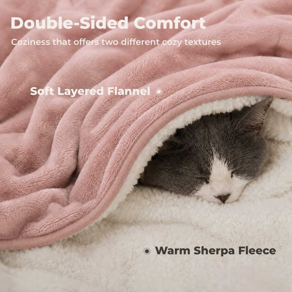 Cat Blankets for Indoor Cats, Washable Fleece Sherpa Pet Throw (Pink)