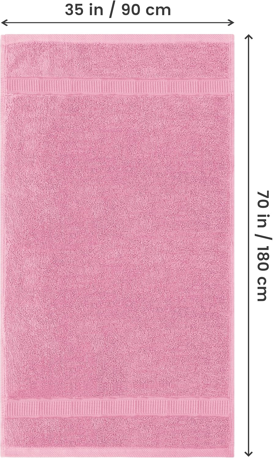 Jumbo Bath Sheets, 2 Pack, 35x70 in, 600 GSM Cotton, Pink