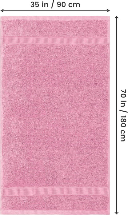 Jumbo Bath Sheets, 2 Pack, 35x70 in, 600 GSM Cotton, Pink