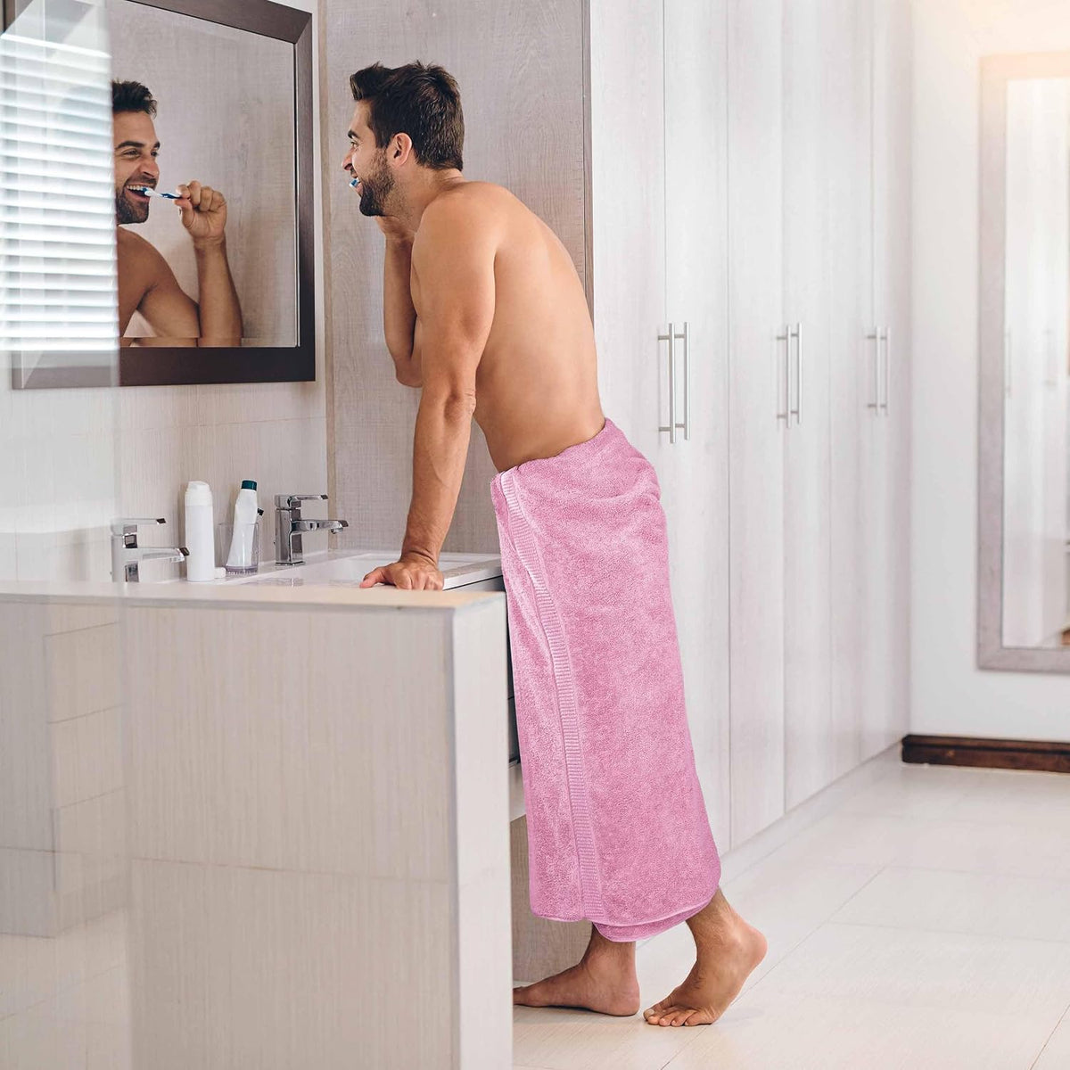Jumbo Bath Sheets, 2 Pack, 35x70 in, 600 GSM Cotton, Pink
