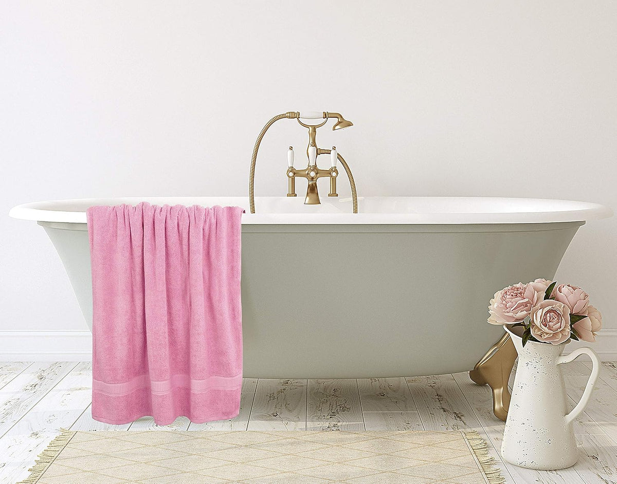 Jumbo Bath Sheets, 2 Pack, 35x70 in, 600 GSM Cotton, Pink