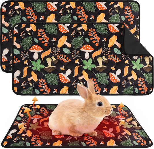 Homimp 2 Pcs Guinea Pig Pee Pads,Self Heating Guinea Pig Bed Pads for Winter Keep Warm,Washable&Anti Slip Small Animal Beds for Indoor Rabbit Hamster Squirrel Hedgehog Chinchilla Ferret,Black 16"x24"