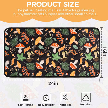 Homimp 2 Pcs Guinea Pig Pee Pads,Self Heating Guinea Pig Bed Pads for Winter Keep Warm,Washable&Anti Slip Small Animal Beds for Indoor Rabbit Hamster Squirrel Hedgehog Chinchilla Ferret,Black 16"x24"