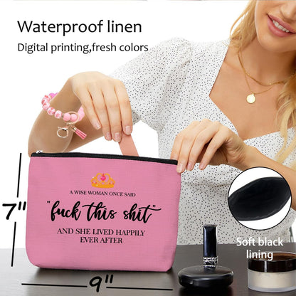 Funny Makeup Bag Inspirational Pink Cosmetic Bag Bracelet Keychain