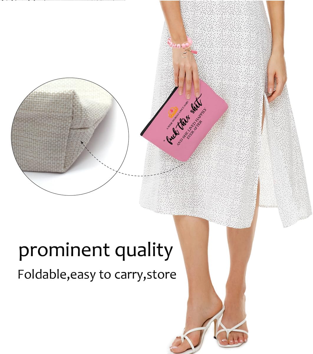 Funny Makeup Bag Inspirational Pink Cosmetic Bag Bracelet Keychain