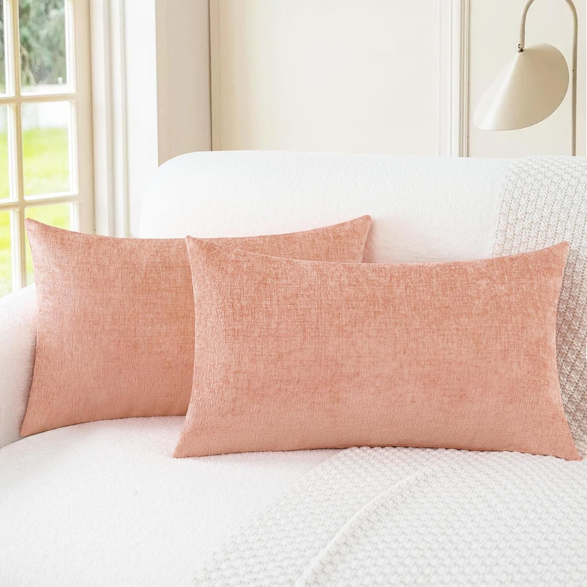 Decorative Couch Throw Pillow Covers 20 X 12 Inches Dusty Pink