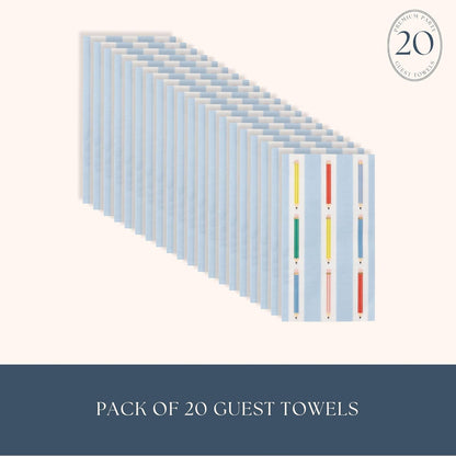 Bonjour Fête Light Blue Cabana Pencil Stripe Guest Towels | 3-Ply Fancy Large Napkins for Graduation & Back to School | Party Table Decor | Party Supplies Decorations | Pack of 20, 1/6 Folded