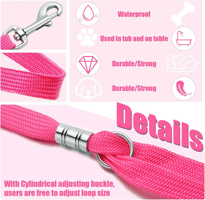 9 Pieces Pet Grooming Loops Nylon Restraint Noose Adjustable Fixed Dog Cat Safety Rope for Pet Grooming Table Bathtub (Pink)