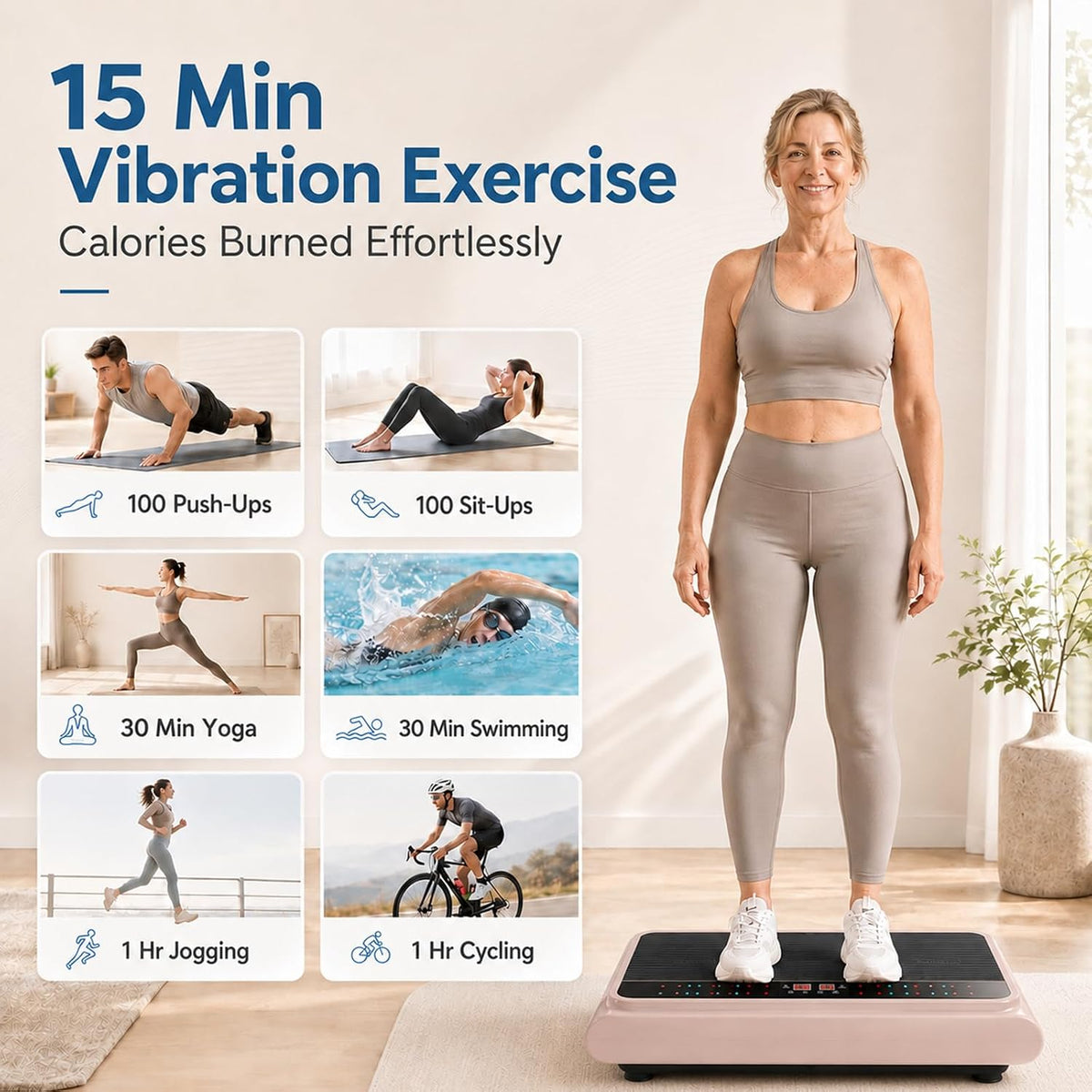 Vibration Plate Exercise Machine, 990 Speed Levels Whole Body Vibrating Plate for Lymphatic Drainage, Home Workout Equipment with Resistance Bands, Remote, 330 lbs Capacity for Home Gym