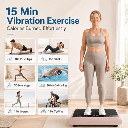 Vibration Plate Exercise Machine, 990 Speed Levels Whole Body Vibrating Plate for Lymphatic Drainage, Home Workout Equipment with Resistance Bands, Remote, 330 lbs Capacity for Home Gym