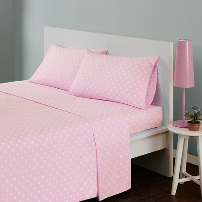 Intelligent Design 100% Cotton Queen Sheet Set for Kids - 4 Piece, Pink