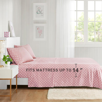 Intelligent Design 100% Cotton Queen Sheet Set for Kids - 4 Piece, Pink