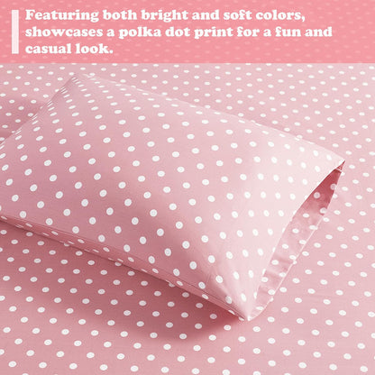 Intelligent Design 100% Cotton Queen Sheet Set for Kids - 4 Piece, Pink