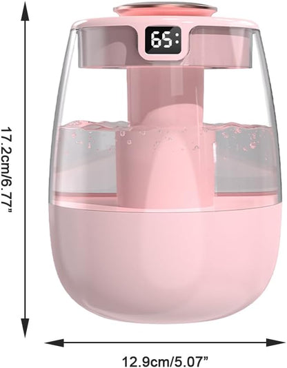 Double Spray Humidifier,1L Silent USB Digital Display Humidifier with 2 Mist Modes & Night Light for Car Office Home Room