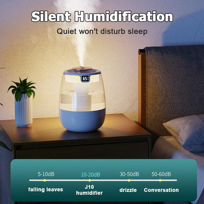 Double Spray Humidifier,1L Silent USB Digital Display Humidifier with 2 Mist Modes & Night Light for Car Office Home Room