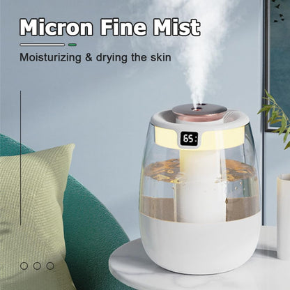 Double Spray Humidifier,1L Silent USB Digital Display Humidifier with 2 Mist Modes & Night Light for Car Office Home Room