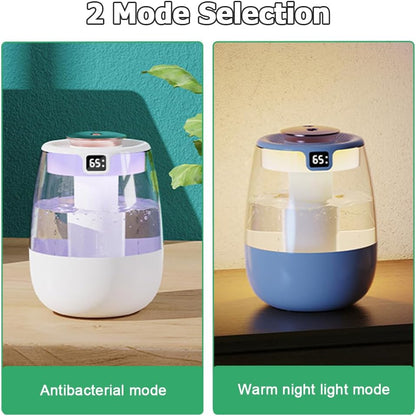 Double Spray Humidifier,1L Silent USB Digital Display Humidifier with 2 Mist Modes & Night Light for Car Office Home Room