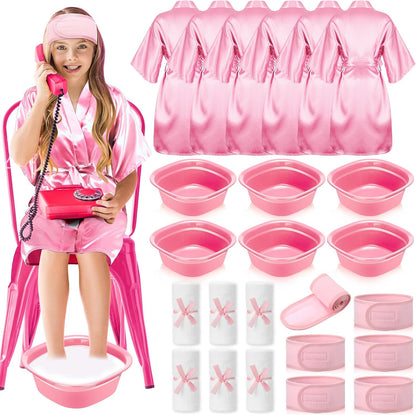 24 Pcs Girl Foot Spa Party Supplies with Robes