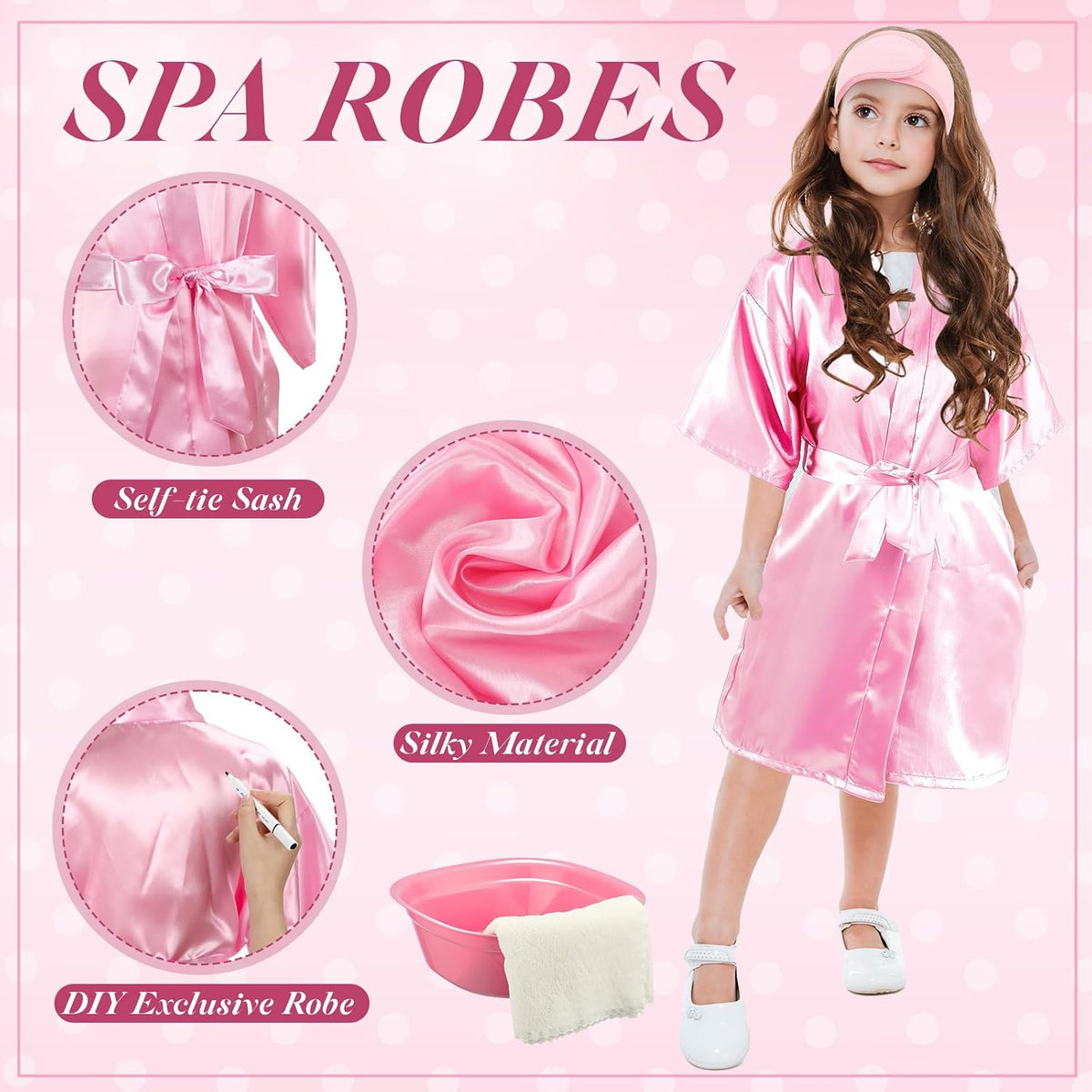 24 Pcs Girl Foot Spa Party Supplies with Robes
