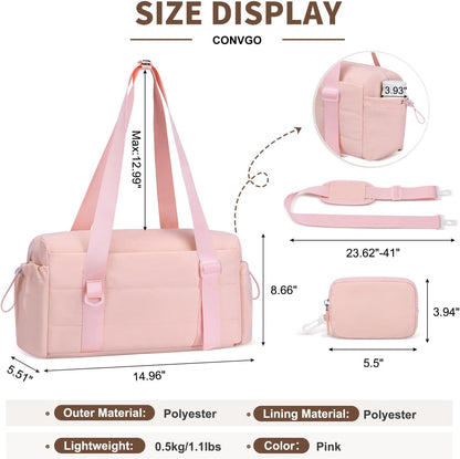 Small Gym Bag for Women, Tote Gym Bags with Coin Wallet, Pink