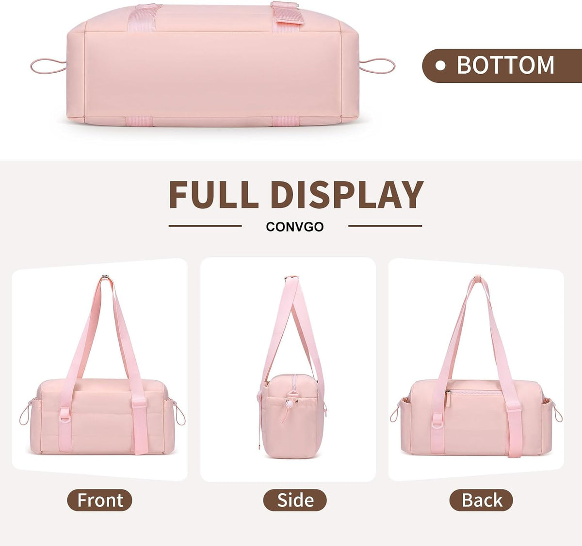 Small Gym Bag for Women, Tote Gym Bags with Coin Wallet, Pink