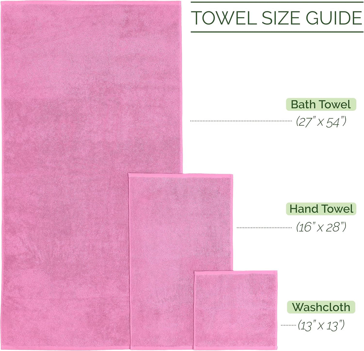 Luxury 6-Piece Towel Set, Premium Soft 100% Turkish Cotton, Three Line Popcorn Design 2 Bath Towels, 2 Hand Towels and 2 Washcloths Towel Set - Quick-Drying and Absorbent, Light Pink