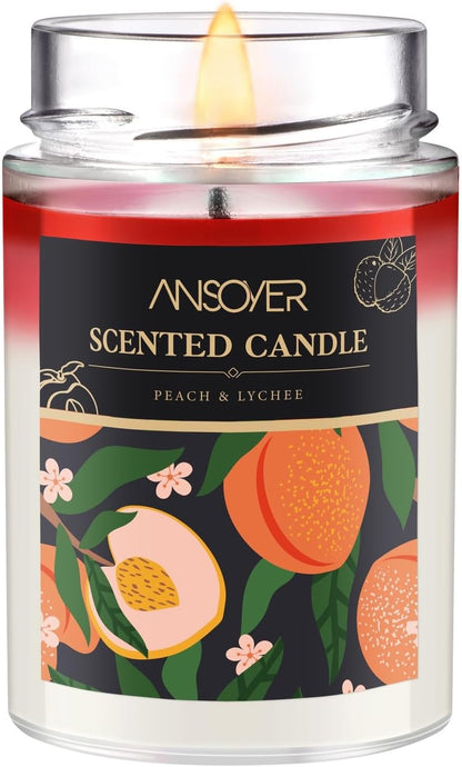 Scented Soy Candles, Peach & Lychee, 11oz