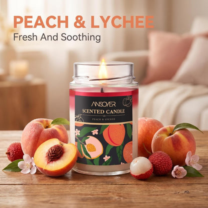 Scented Soy Candles, Peach & Lychee, 11oz