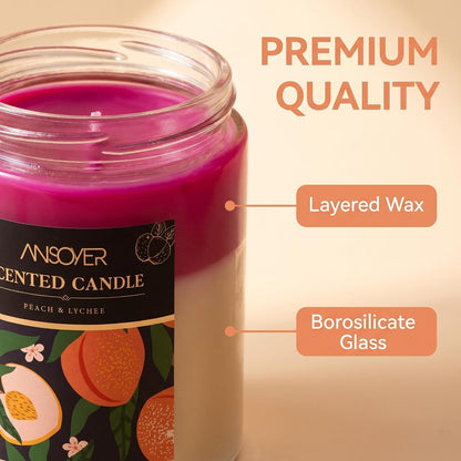 Scented Soy Candles, Peach & Lychee, 11oz