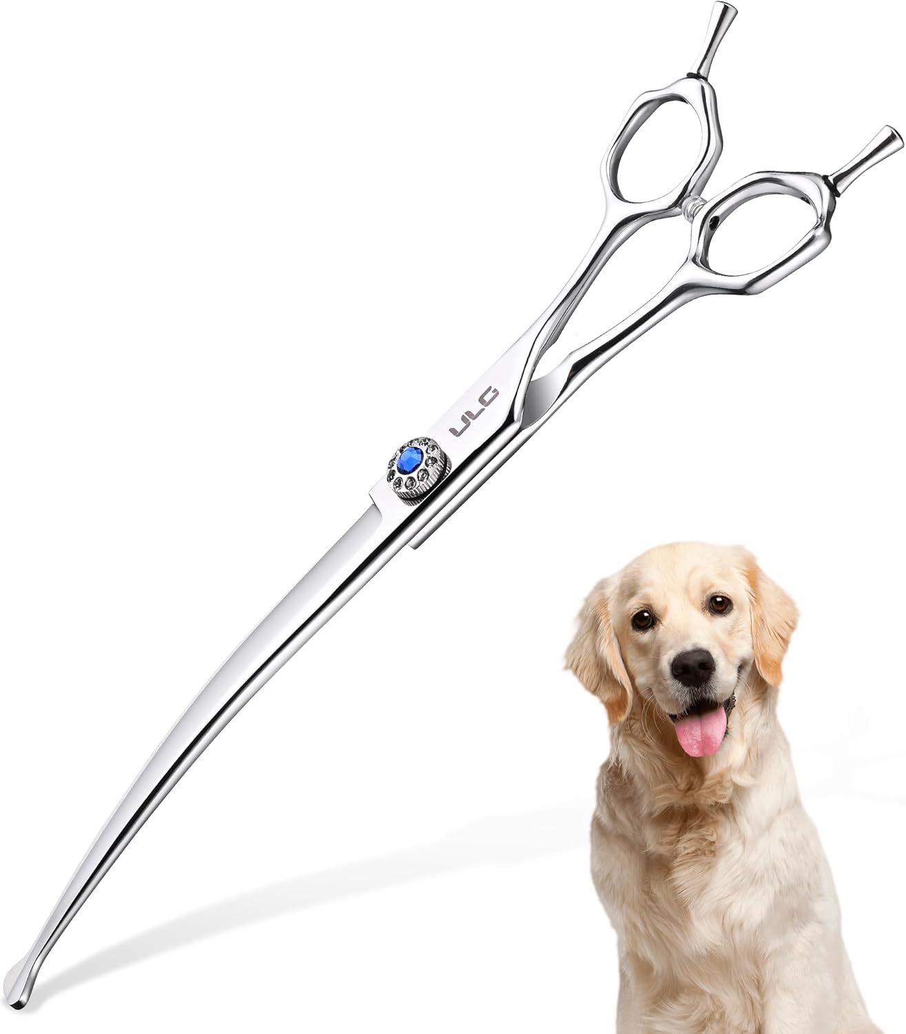 ULG Curved Dog Shears for Grooming, 7 Inch Professional Curved Dog Grooming Scissors for Trimming and Cutting, Japanese Stainless Steel Pet Hair Scissors