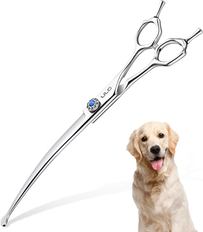 ULG Curved Dog Shears for Grooming, 7 Inch Professional Curved Dog Grooming Scissors for Trimming and Cutting, Japanese Stainless Steel Pet Hair Scissors